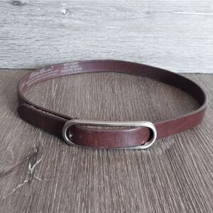 Brown Leather Belt with Silver Buckle